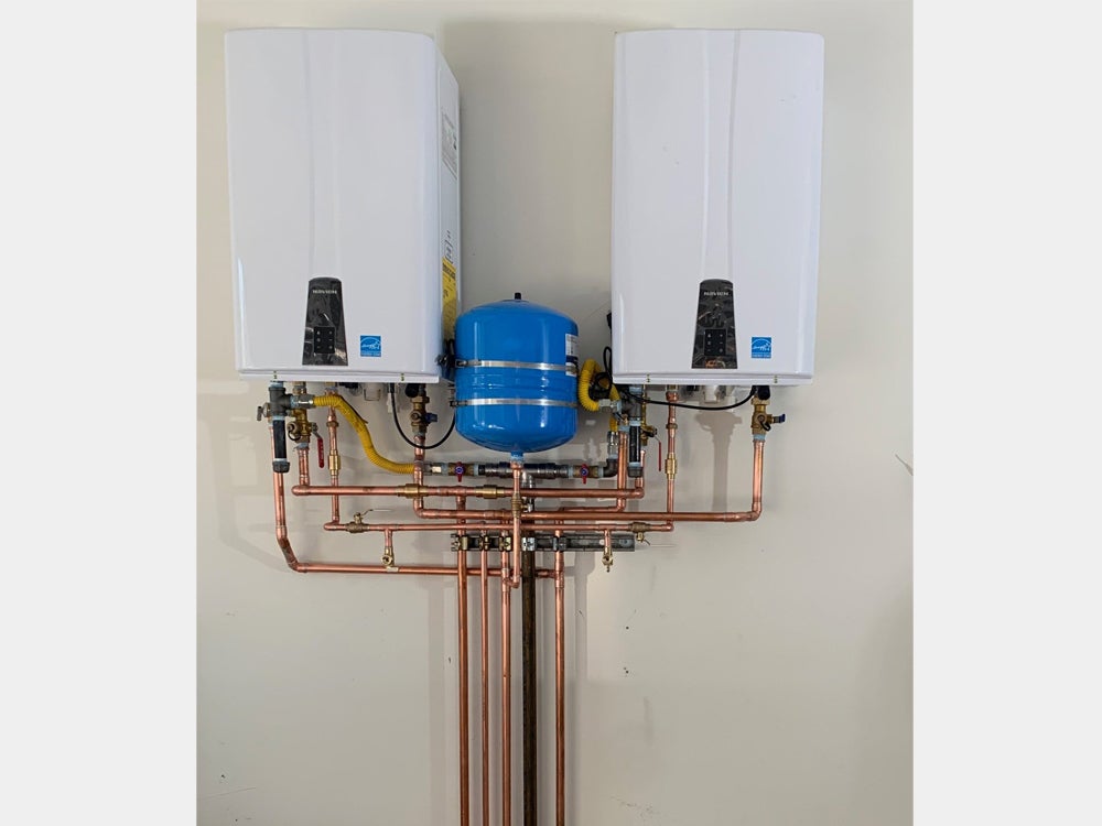 Boiler system on a wall