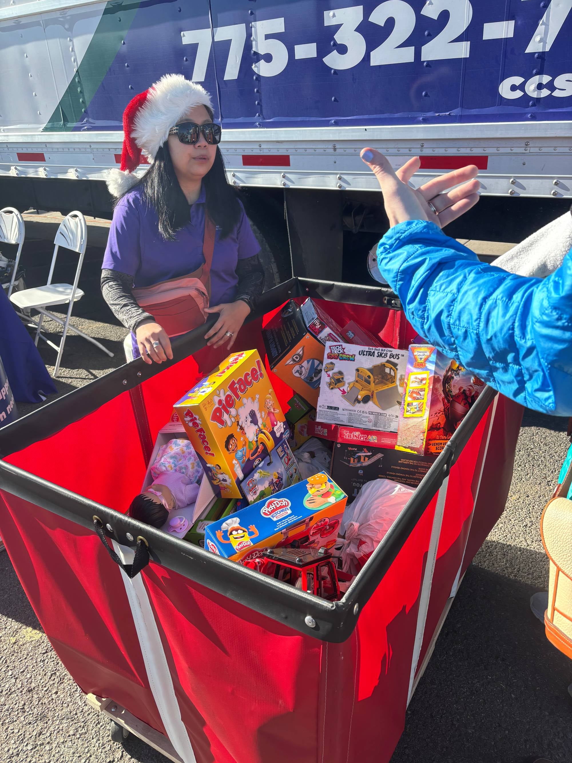 Open van loaded with toys for donation